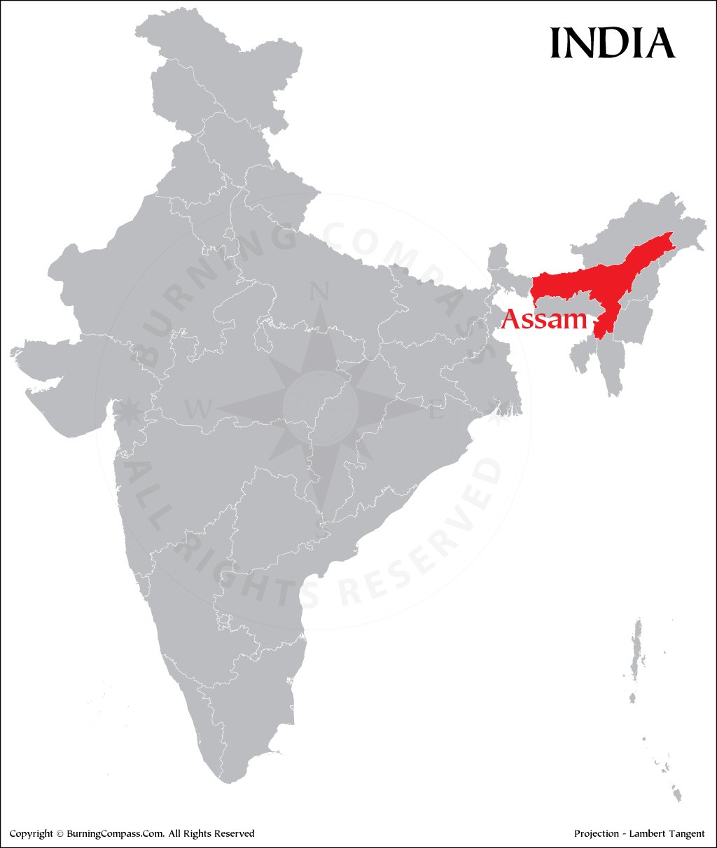 Assam on India Map