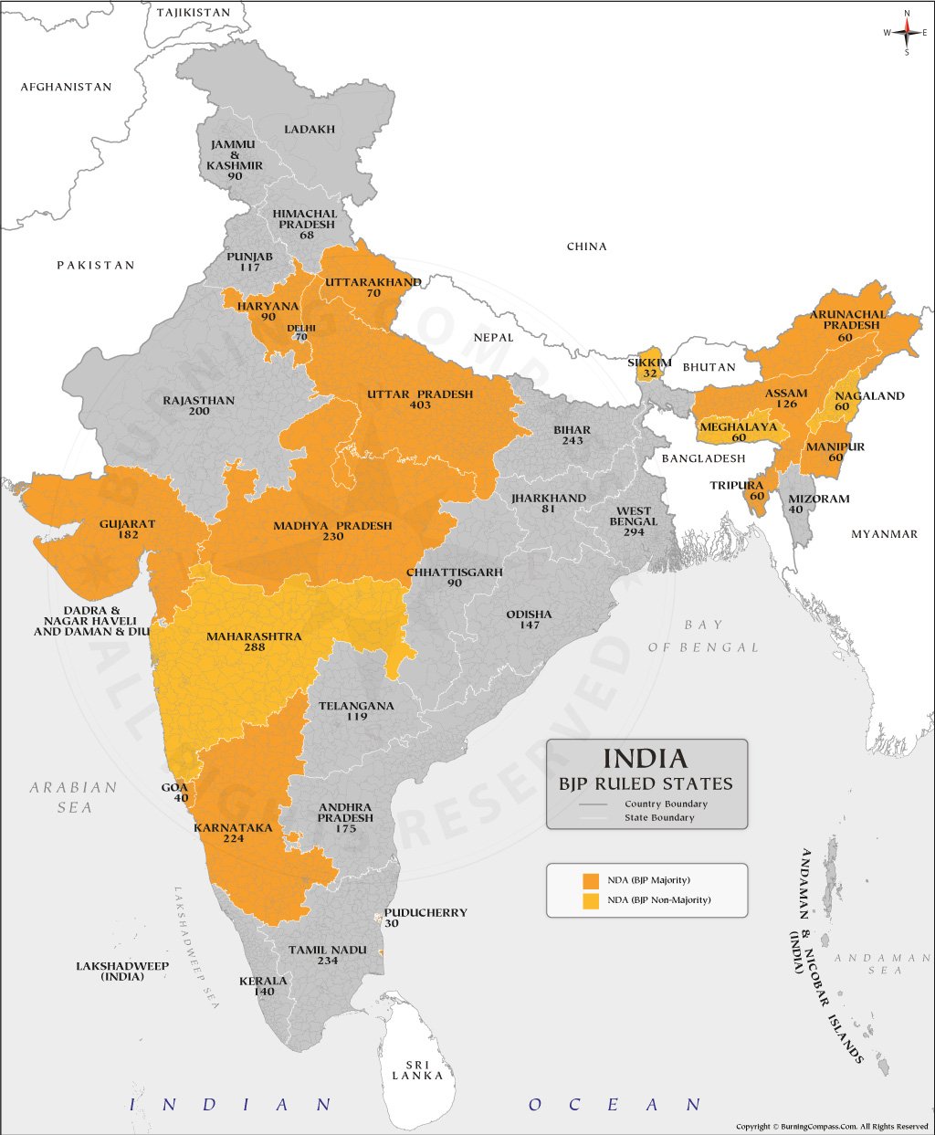 BJP Ruled States in India Map