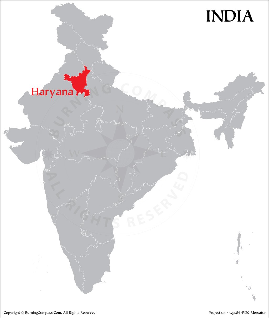 Haryana on India Map