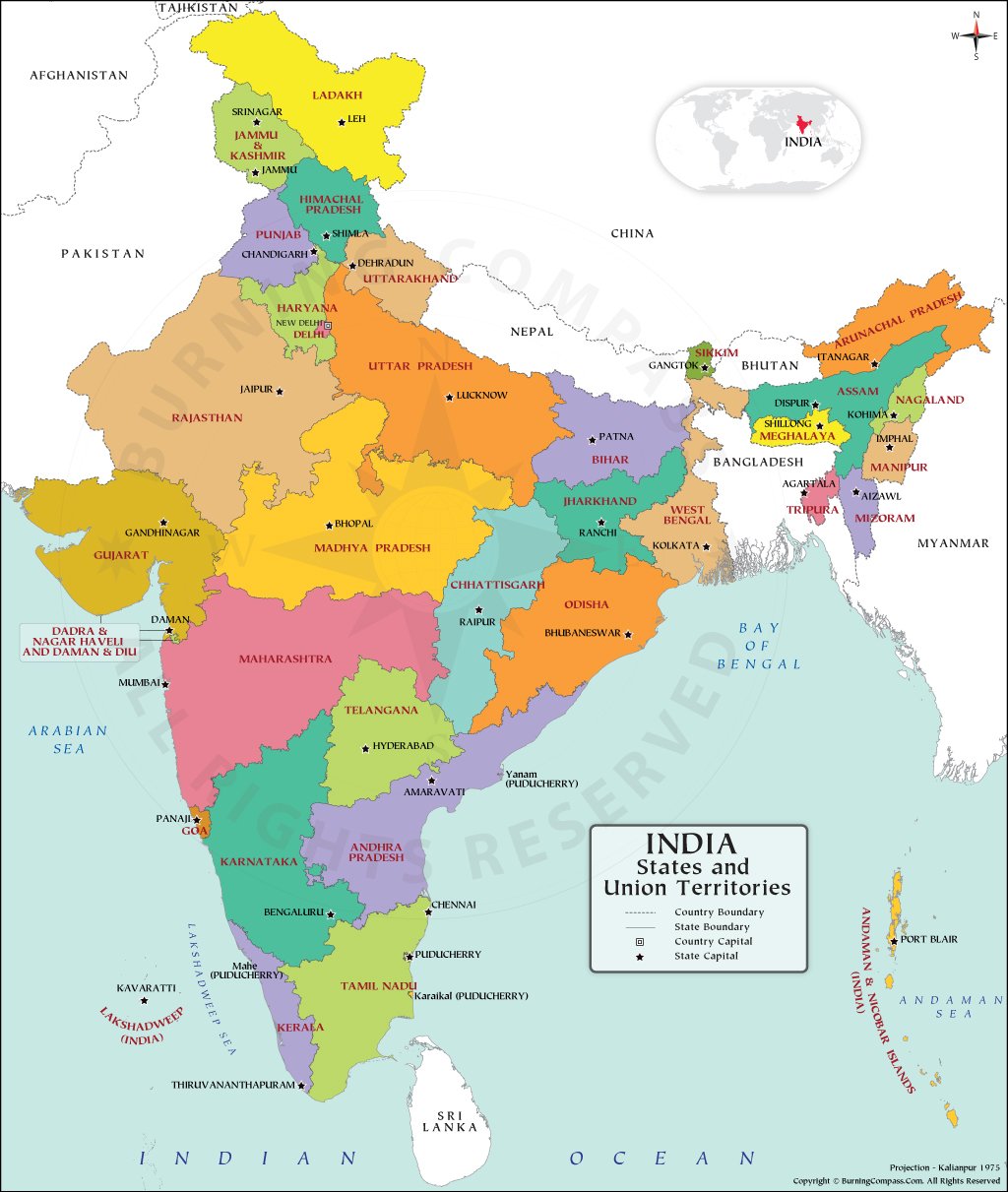 India Map With State Names