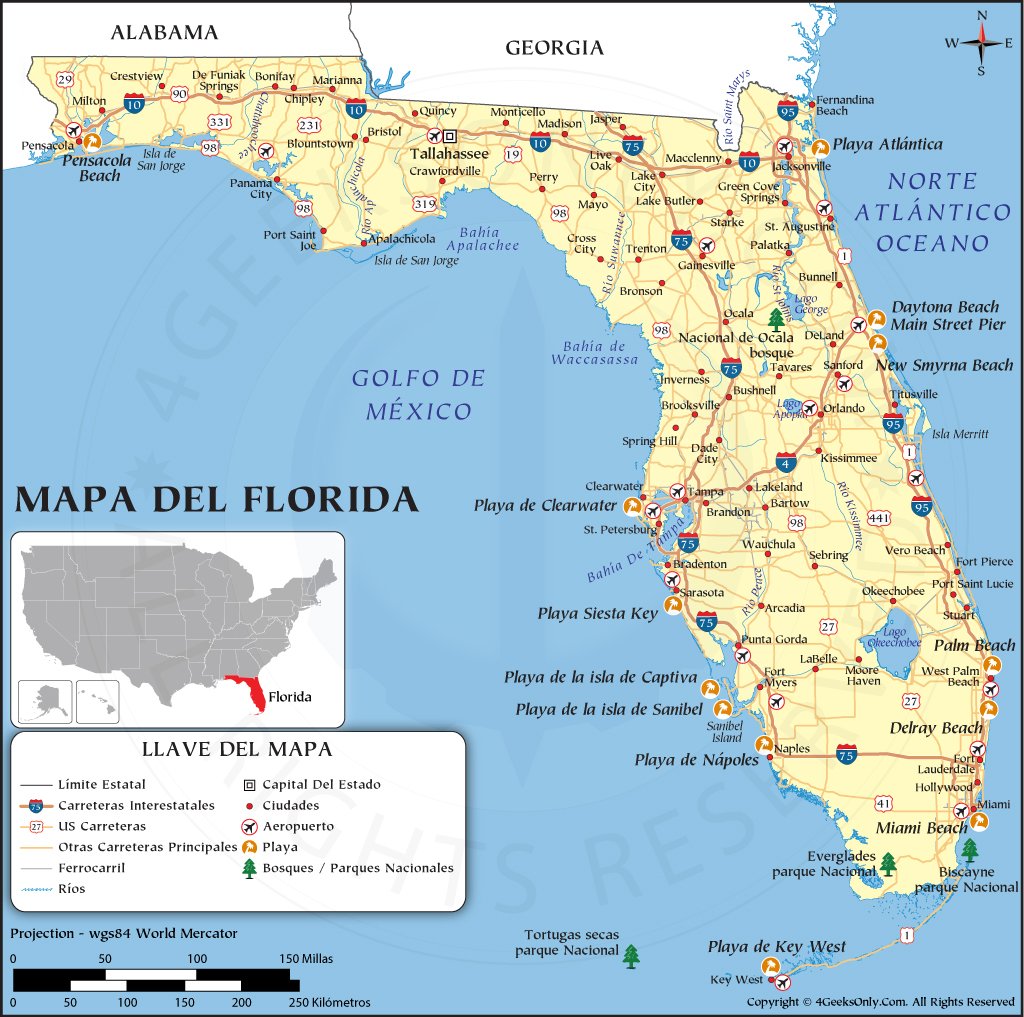 Álbumes 97+ Foto Mapa Del Estado De Florida Con Ciudades Mirada Tensa