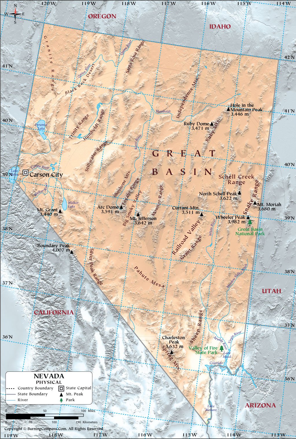 Nevada Physical Map