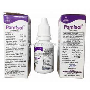 Pomisol Ear Drops, Ofloxacin/ Clotrimazole/ Beclomethasone Dipropionate/ Lignocaine