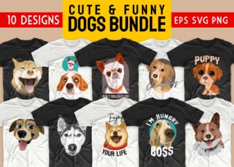 Dog bundle t-shirt designs SVG dogs bundles PNG. Cute animals t shirt designs vector