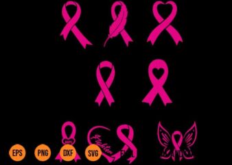 Breast Cancer Ribbon SVG Bundle png dxf cut file Tee Shirt Design best new 2022