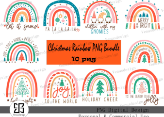 Christmas rainbow png bundle