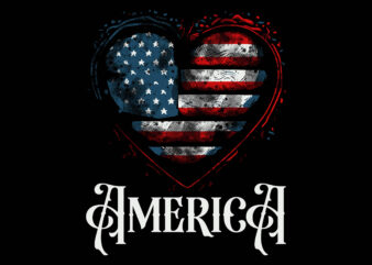 Usa american flag heart