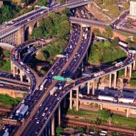 Aerial view of George Washington Bridge and Cross Bronx Expressway