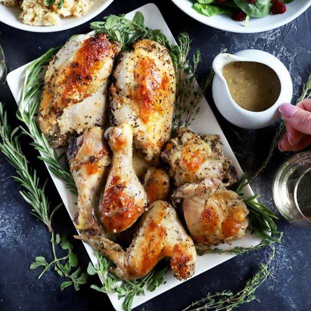 Roasted Chicken with White Wine And Fresh Herbs | Cake 'n Knife