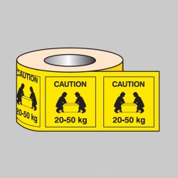 Caution - 20-50kg Labels (Roll of 500)