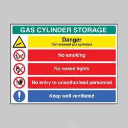 Gas Cylinder Storage - Danger - Compressed Gas - No Smoking - No Unauthorised Personnel