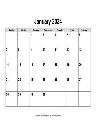 2024 Monthly Landscape Printable Calendar 2024 Calendar Printable ...