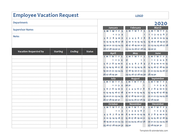 Employee Vacation Tracking Excel Template from www.calendarlabs.com