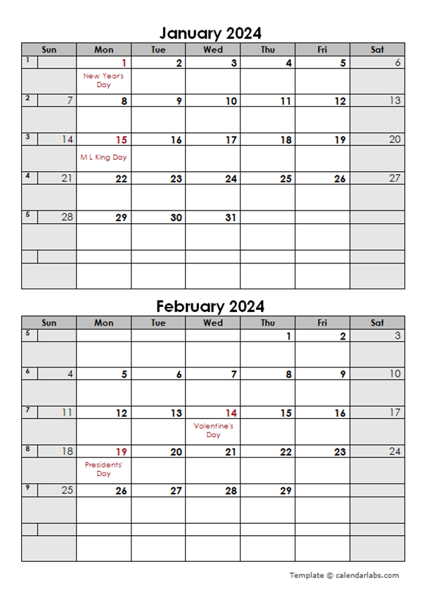 2024 Monthly Calendar To Print 2 Months On A Page Calendar - Elset Rebecca