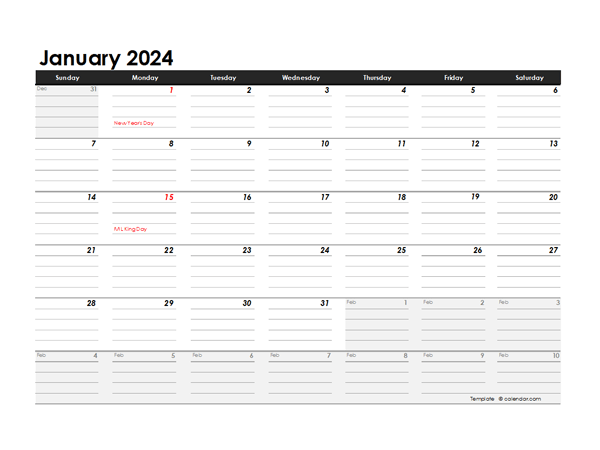 Free 2024 Monthly Calendar Excel Template - Billye Stephanie