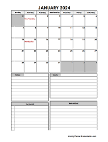 2024 Monthly Planner With Singapore Holidays Free Printable