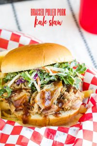 Braised Pulled Pork Sandwiches with Kale Slaw