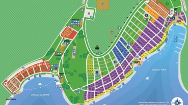 Map of a campsite layout on the island of Cres