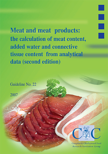 Cover for G22 Meat and meat products - the calculation of meat content, added water and connective tissue from analytical data 2nd Ed