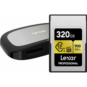 Lexar Cfexpress 320GB 900MB/s read 800MB/s Type A Professional card Gold VPG 400 with USB3.2 Gen 2 Reader memorijska kartica i čitač (LCAGOLD320G-RNRNG)