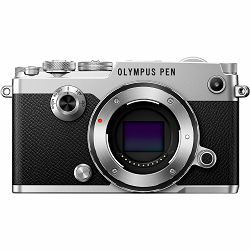 Olympus PEN-F + 14-42mm EZ ED Pancake Zoom Silver KIT Mirrorless Micro Four Thirds MFT PEN srebreni digitalni fotoaparat + objektiv EZ-M1442EZ incl. Charger + Battery (V204061SE000)