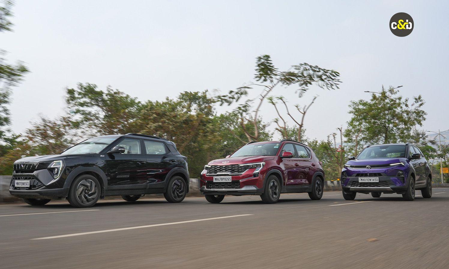 All three cars - Tata Nexon, Kia Sonet and Mahindra XUV 3XO - come with a turbocharged petrol engine and a proper automatic transmission.