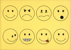 Eight Smiley Face Emojis with Different Expressions Postcard