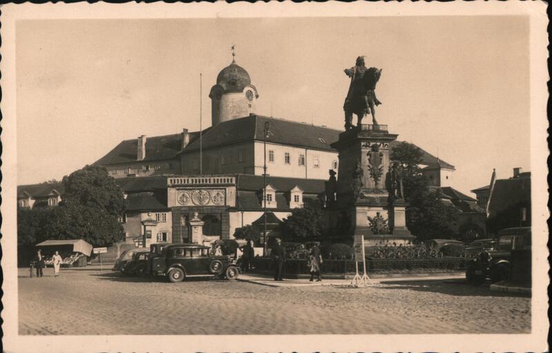 Poděbrady Castle and George of Poděbrady Statue Czechia Czechoslovakia Postcard