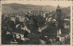 Vintage View of Neudek, Bohemia, with Tower Postcard