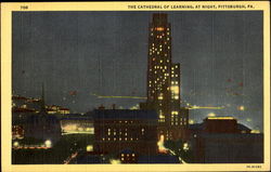 The Cathedral Of Learning At Night Postcard