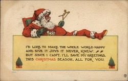 Santa Claus Playing With Toys Postcard