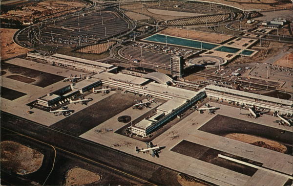 Aerial View New York International Airport Queens, NY Postcard