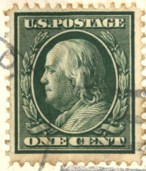 "Rare" 1c Benjamin Franklin Stamp, 1909 