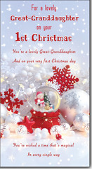 1st Christmas Great-Granddaughter greeting card