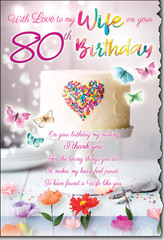 Wife 80th Birthday greeting card