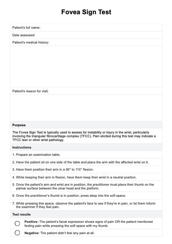 Fovea Sign Test PDF Example