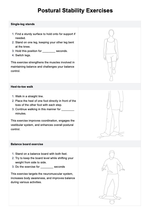 Postural Stability Exercises PDF Example