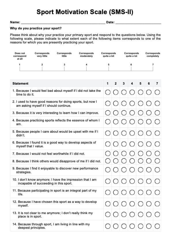 Sport Motivation Scale  PDF Example