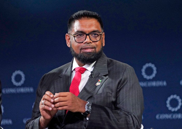 Mohamed Irfaan Ali, President of the Co-operative Republic of Guyana, speaks onstage during the 2024 Concordia Annual Summit at Sheraton New York Times Square on Sept. 24, 2024 in New York City.