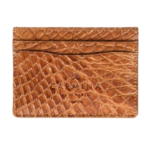 CROCODILE CARD HOLDER IN TAN