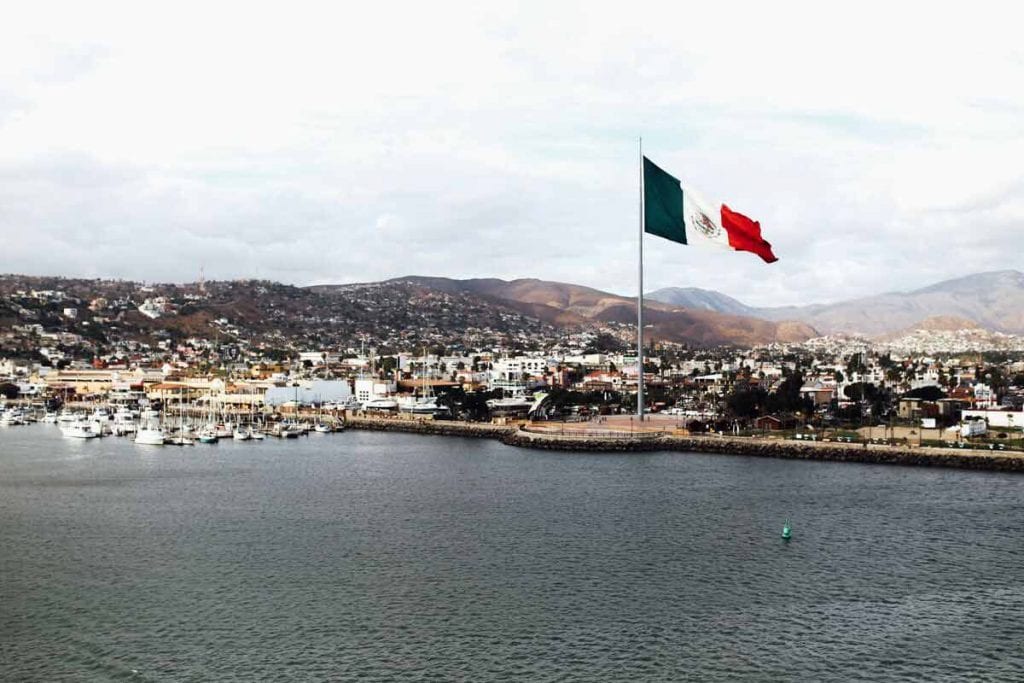 flag by the water