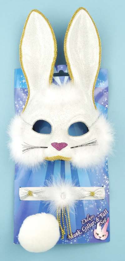 Deluxe White Glitter Bunny Mask Set 59169 img