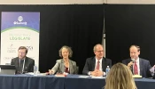 Panelists discuss religious persecution in the West at the International Religious Freedom (IRF) Summit in Washington, D.C., on Feb. 4, 2025. From left to right: Rabbi Emile Ackermann, a co-founder of Ayeka; Janet Buckingham, the director of global advocacy at the World Evangelical Alliance; Todd Huizinga, a senior fellow at the Religious Freedom Institute; Alliance Defending Freedom International Legal Counsel Sean Nelson.