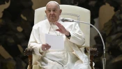 Pope Francis addresses pilgrims gathered for his Wednesday general audience on Feb. 5, 2025, in the Paul VI Audience Hall at the Vatican.