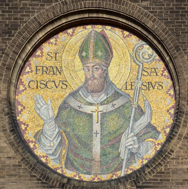 Mosaic of Sales on the exterior of St. Francis de Sales Oratory in St. Louis. RickMorais / Wikimedia (CC BY-SA 4.0)