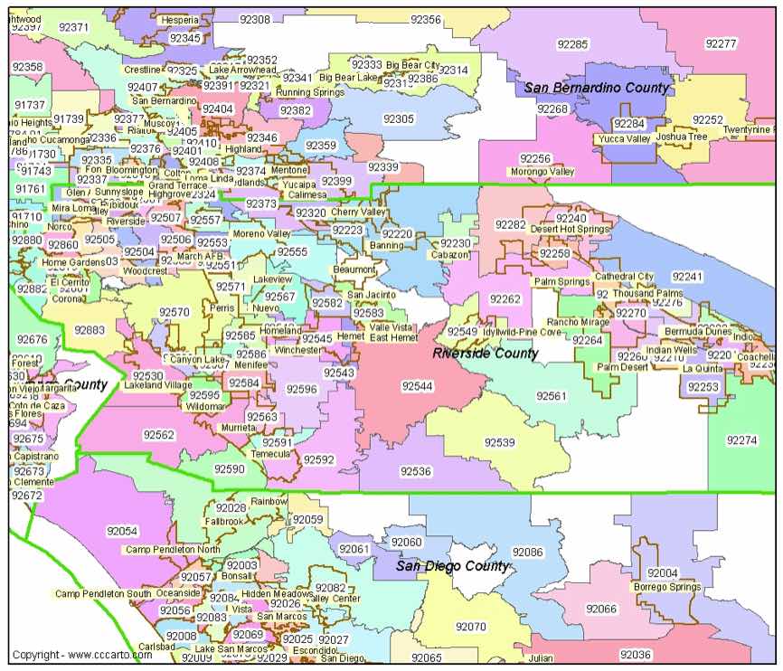 Riverside County, CA Zip Code Map - Detailed CA Zip Code Maps