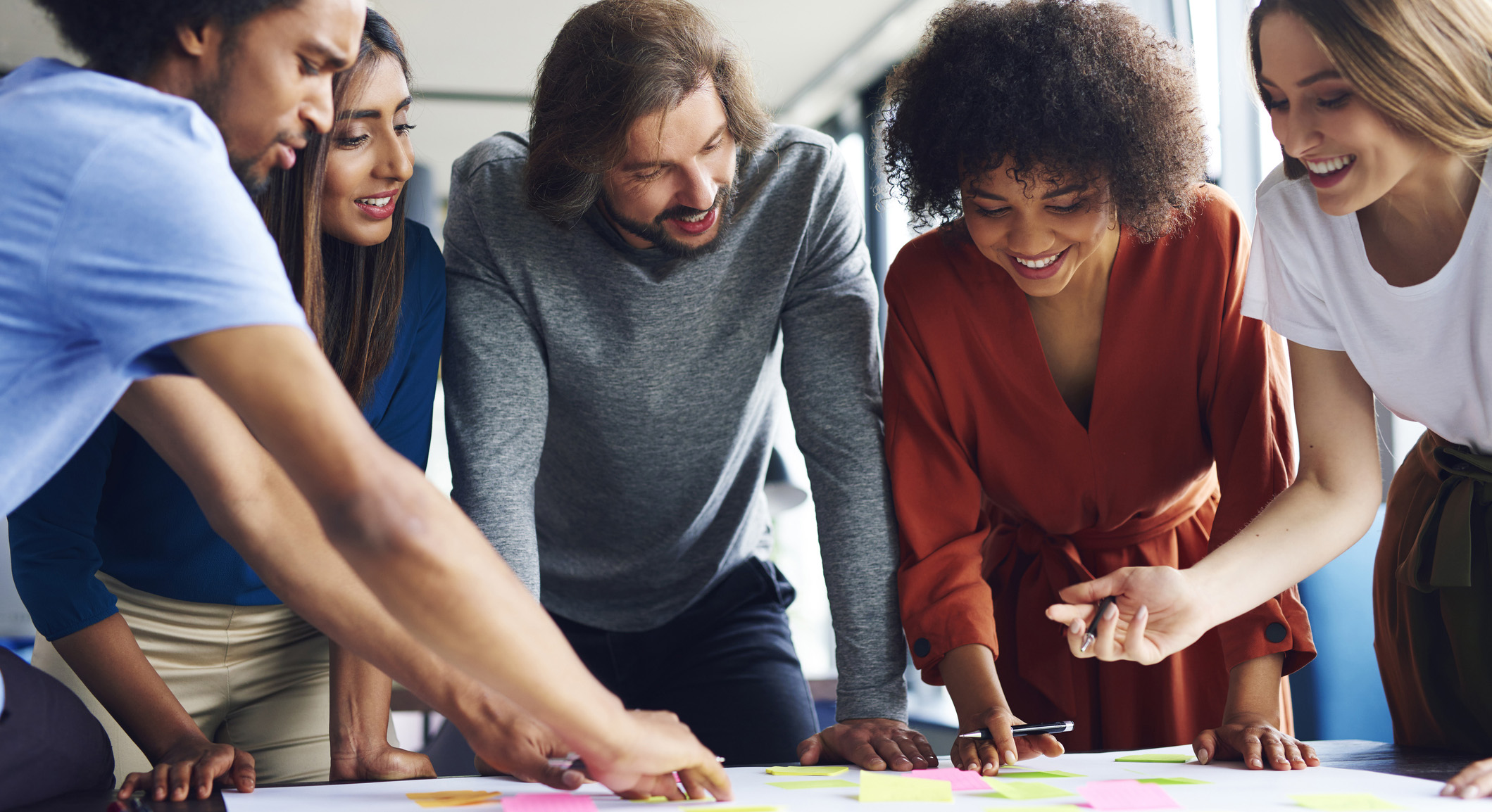 Group of people working together.