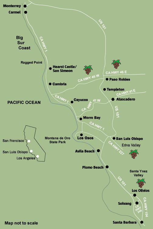 Central California Coast Road Map