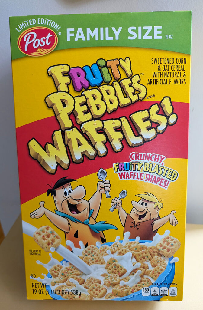 Fruity Pebbles Waffles! Cereal Review - Box