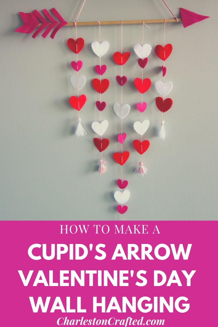 How to Make a Cupid's Arrow Valentine's Day Wall Hanging with felt on the Cricut